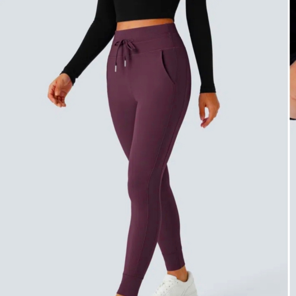 Women's Cordovan (Berry/ Burgundy) High-Waisted Drawstring Joggers